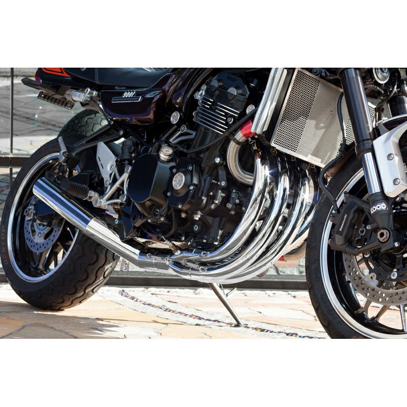 Z900RS 専用 ブラック スチール パーツピースショット管マフラー カワサキ Z900RS/CAFE 427ショート管 6ピース集合マフラー（JMCA