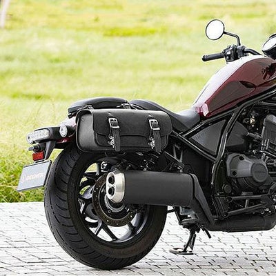DEGNER マフラーサイド用 レザーサドルバッグ 6L(ブラック) | バイク 