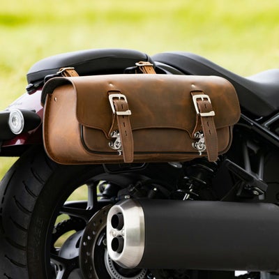 DEGNER マフラーサイド用 レザーサドルバッグ 6L(ブラウン) | バイク 