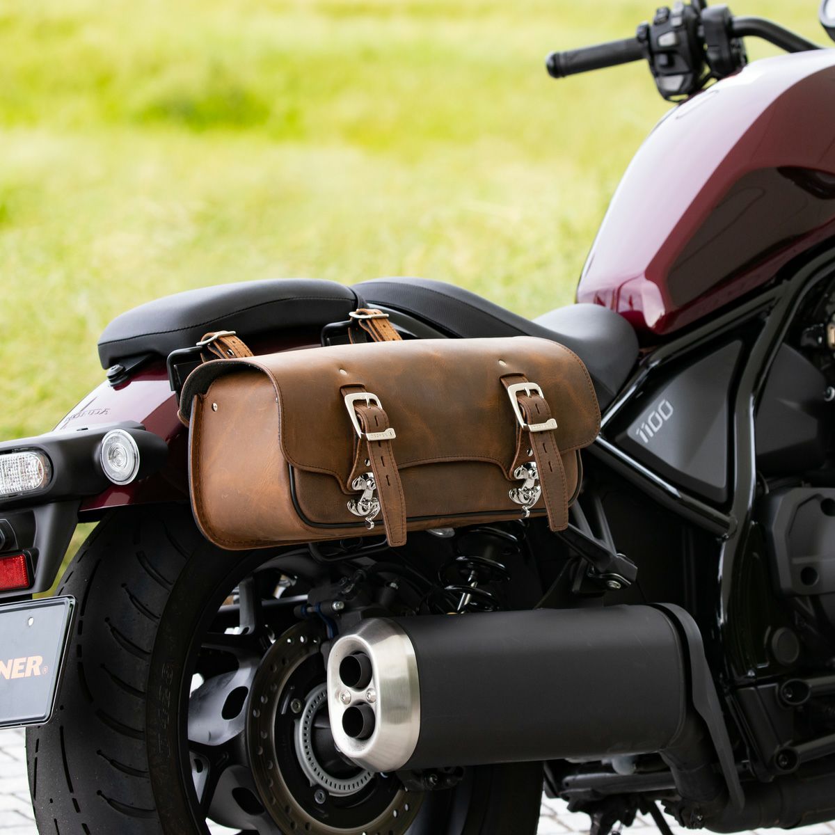 DEGNER マフラーサイド用 レザーサドルバッグ 6L(ブラウン) | バイク
