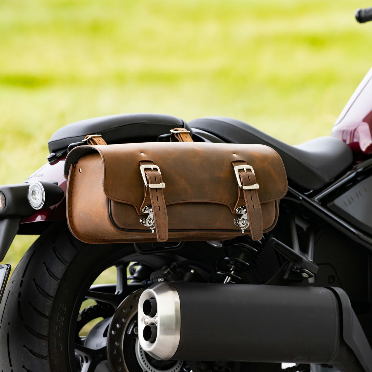 DEGNER マフラーサイド用 レザーサドルバッグ 6L(ブラウン) | バイク