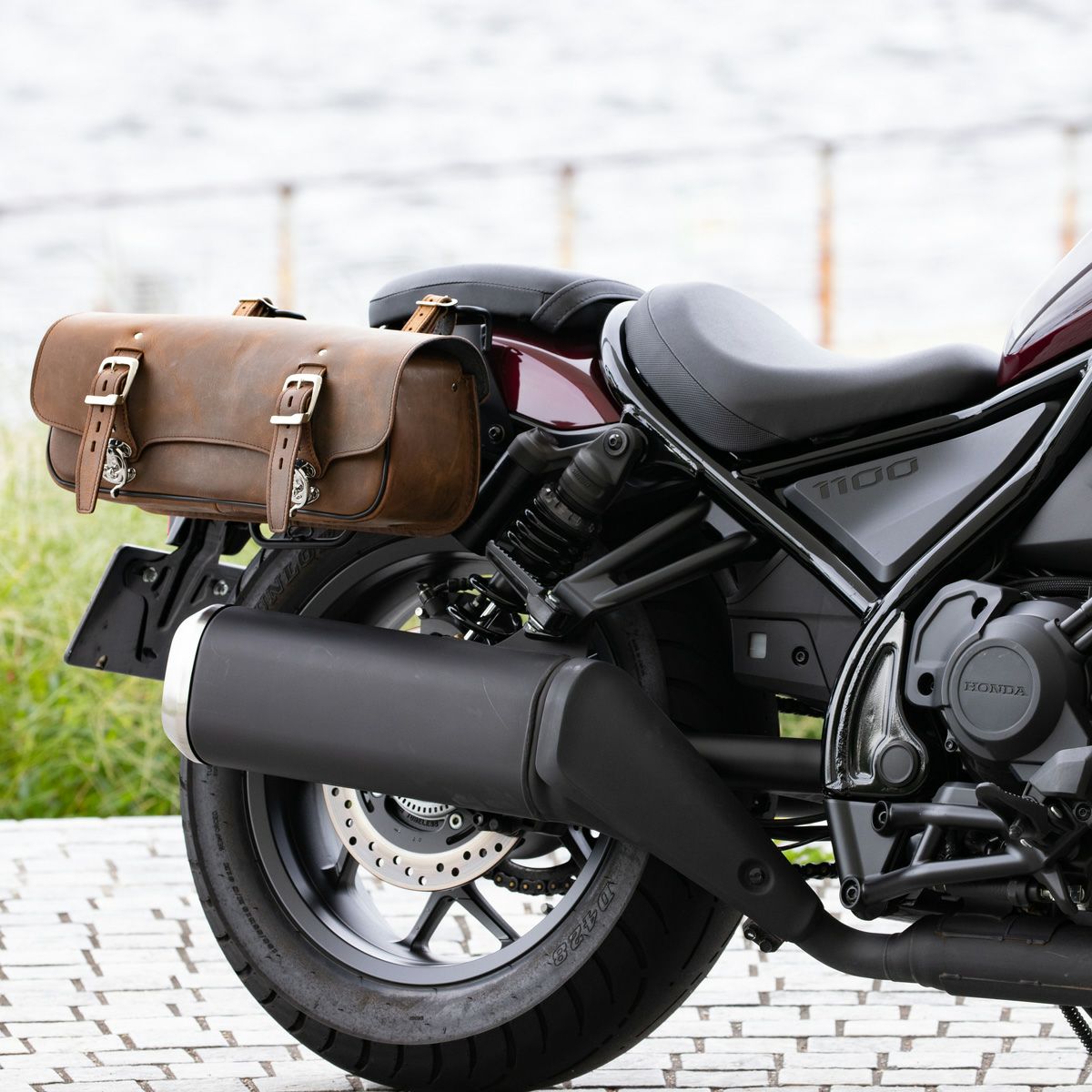 DEGNER マフラーサイド用 レザーサドルバッグ 6L(ブラウン) | バイク