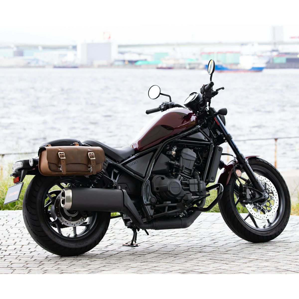 DEGNER マフラーサイド用 レザーサドルバッグ 6L(ブラウン) | バイク