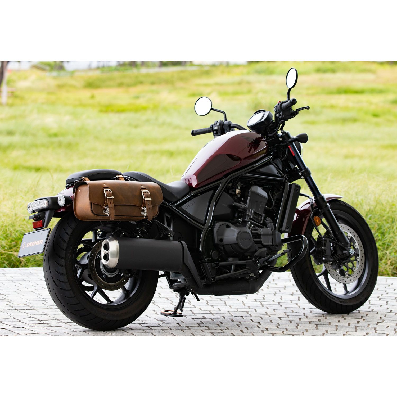 DEGNER マフラーサイド用 レザーサドルバッグ 6L(ブラウン) | バイク