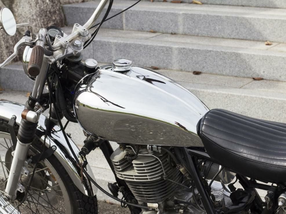 SR400 500バイクタンク グレー/ホワイト yamaha ヤマハ SR400/500 ボンネビルタンクキット クローム モーターロック