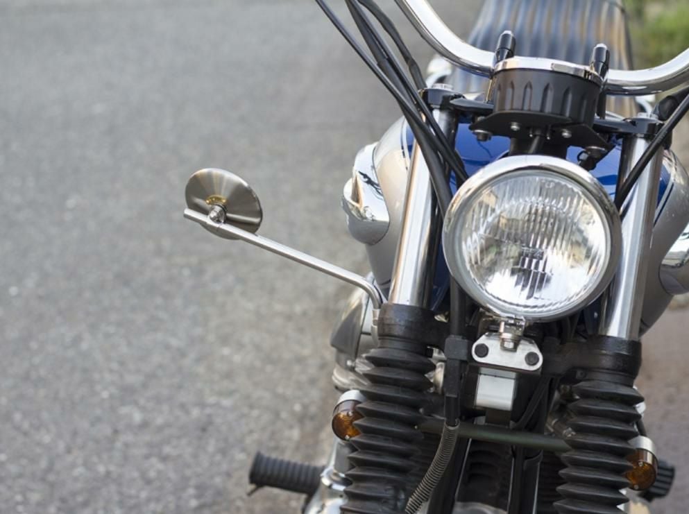 カワサキ W650/400 新型ニールックミラーブラケット モーターロック