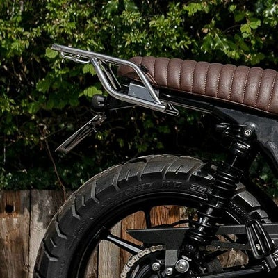 スピードツイン900/ストリートツイン/ストリートスクランブラー/T100/T120 SKIRMISH ミニラゲッジラック (ポリッシュ) Motone_1