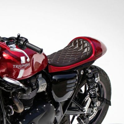 トライアンフ T120 T100 スラクストン スピードツイン900/ストリートツイン/カップ シングルシート ブラウン オメガレーサー_1