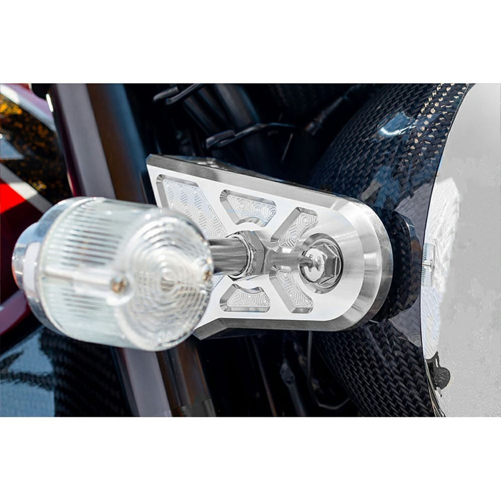 Z900RS/CAFE/SE ビレットハニカム・ヘッドライトステーカバー 汎用ウィンカー対応 (シルバー) アーキ_3