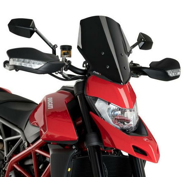 ★ハイパーモタード950SP (Ducati) 新品サイドカウル ハイパーモタード 950 スポーツ スクリーン ブラック Puig | バイク