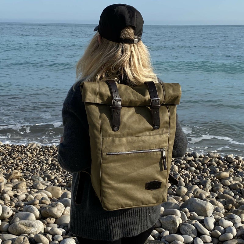 PODEROSA Tombuctu バックパック 14L (グリーン/ブラウンレザー)_1