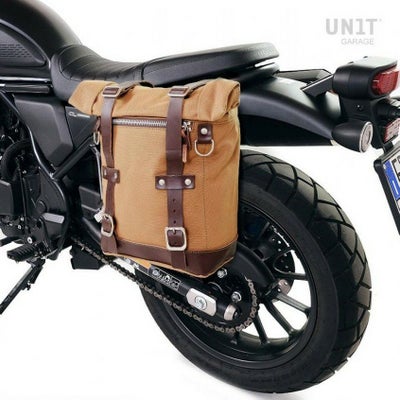 CL500/CL250 キャンバス サイドバッグ 10L-14L ベージュ/ブラウン 左側 