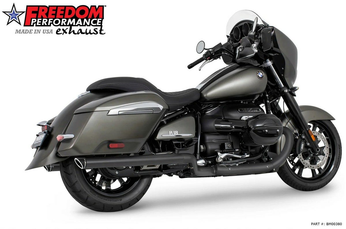 BMW R18B バガー/R18 トランスコンチネンタル 22- スリップオンマフラー  2.5インチ径 スラッシュカット ブラック フリーダムパフォーマンス_2
