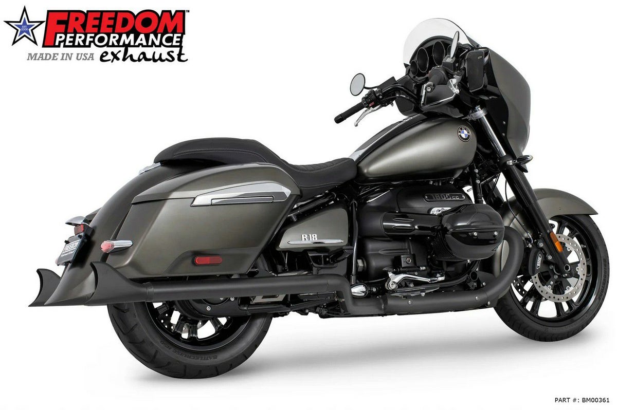 BMW R18B バガー/R18 トランスコンチネンタル 22- スリップオンマフラー  2.5インチ径 シャークテール ブラック フリーダムパフォーマンス_2