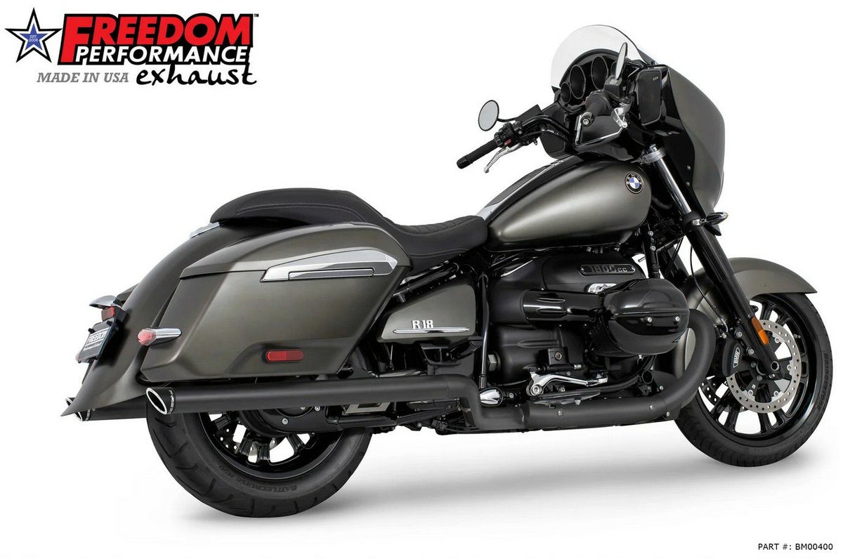 BMW R18B バガー/R18 トランスコンチネンタル 22- スリップオンマフラー  2.5インチ径 スラッシュカット ブラック フリーダムパフォーマンス_2