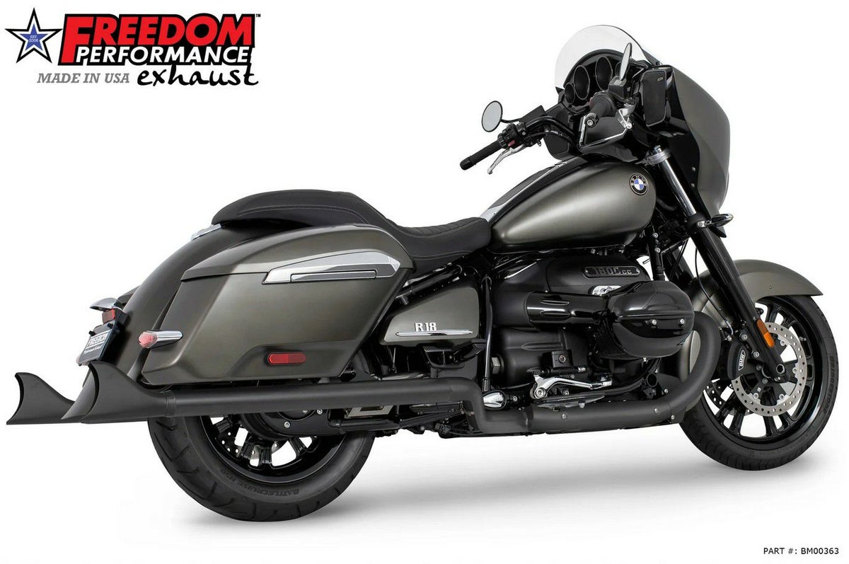 BMW R18B バガー/R18 トランスコンチネンタル 22- スリップオンマフラー  2.5インチ径 シャークテール ブラック フリーダムパフォーマンス_2