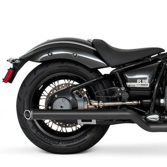 BMW R18 20- スリップオンマフラー 2.5インチ径 33インチ長 ブラック スラッシュカット フリーダムパフォーマンス_1