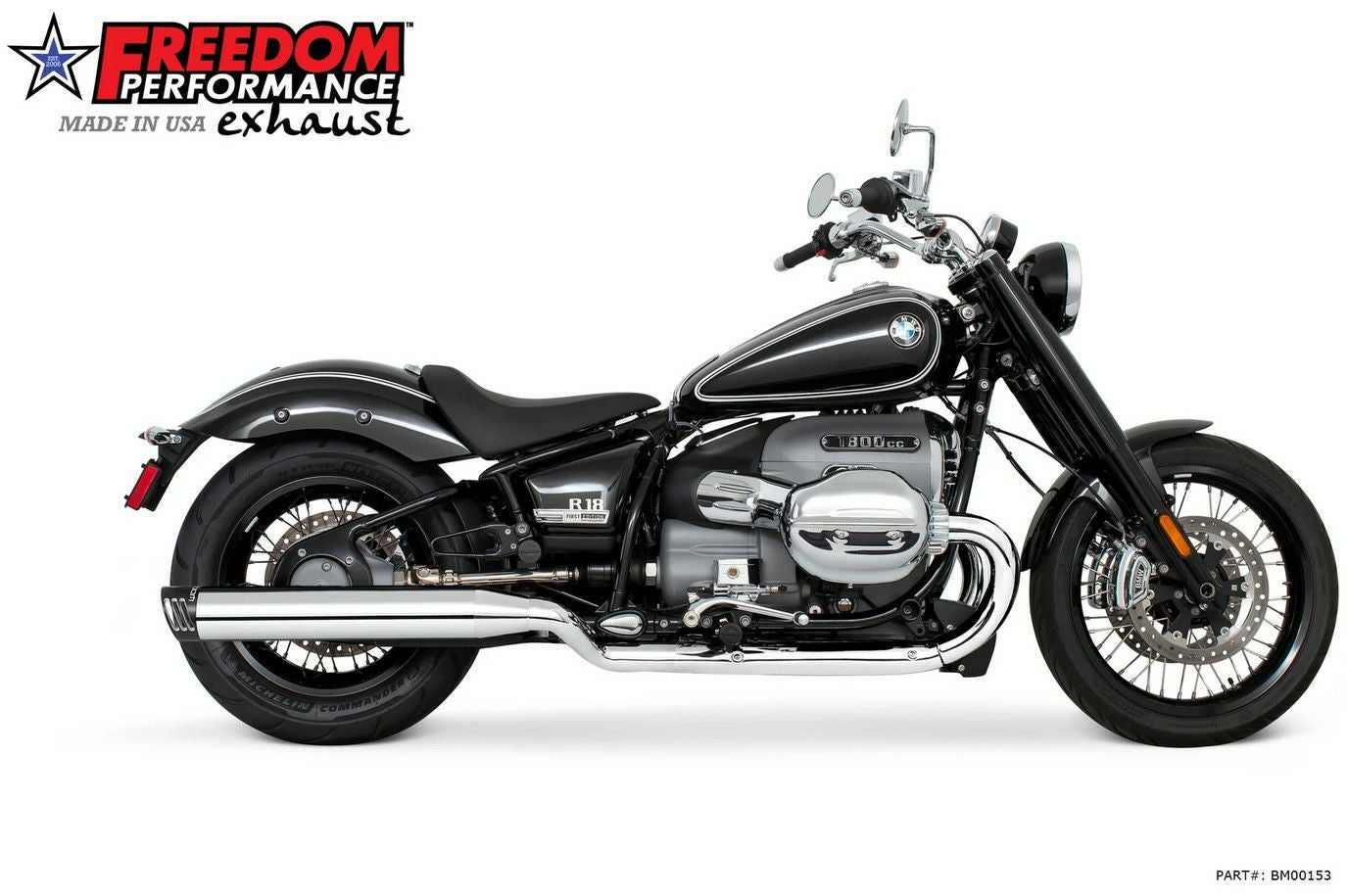 BMW R18 20- スリップオンマフラー 4インチ径 クローム レーシング