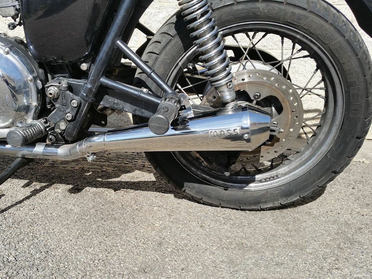 トライアンフ 空冷ボンネビル ステンレス Tromb スリップオンマフラー