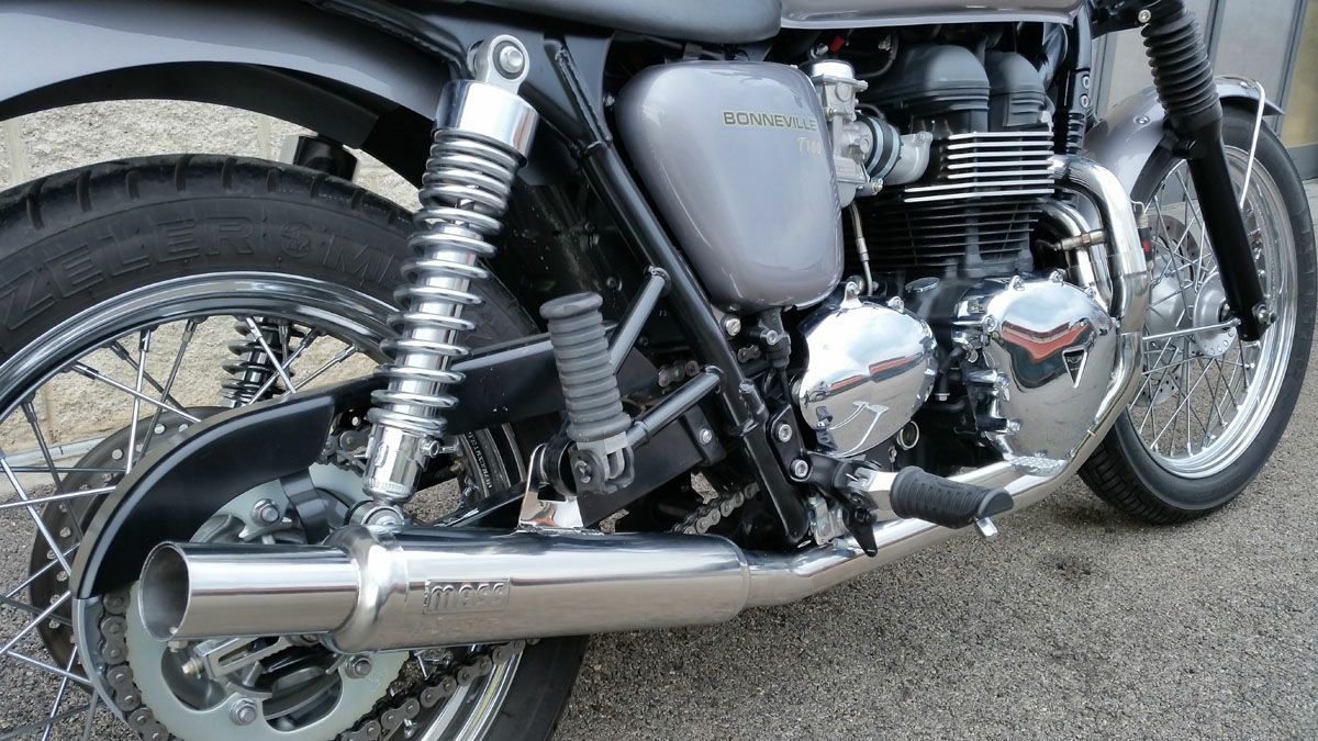 トライアンフ 空冷ボンネビル ボトルステンレス2in1 フルエキゾースト