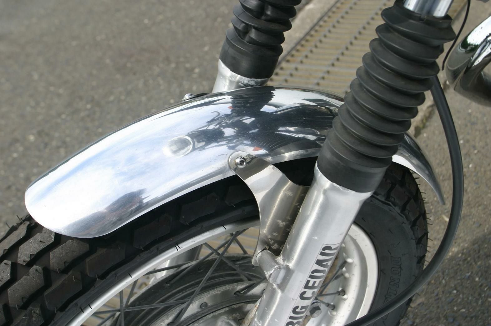 SR400 アルミ フロントフェンダー ヤマハ SR400用アルミフロントフェンダーショート純正用 BIGCEDAR