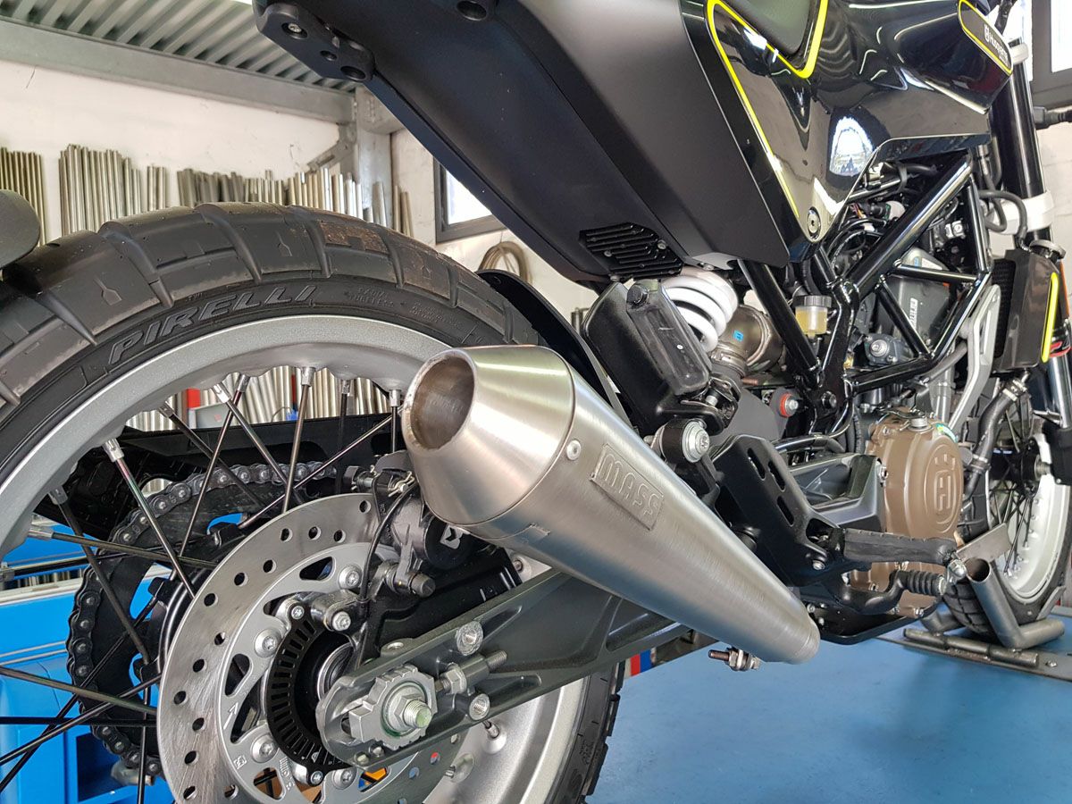 ハスクバーナスバルトピレン 美品「R9 Exhaust」マフラーktm ハスクバーナ スヴァルトピレン401 ステンレス Tromb スリップオン