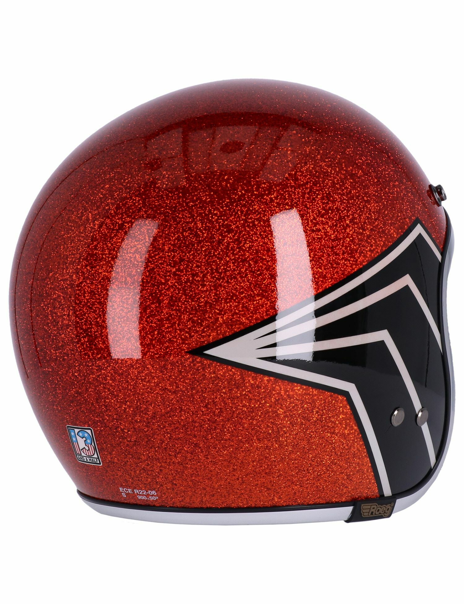 Roeg x 13-1/2 ジェットヘルメット レッドフレーク | バイクカスタム