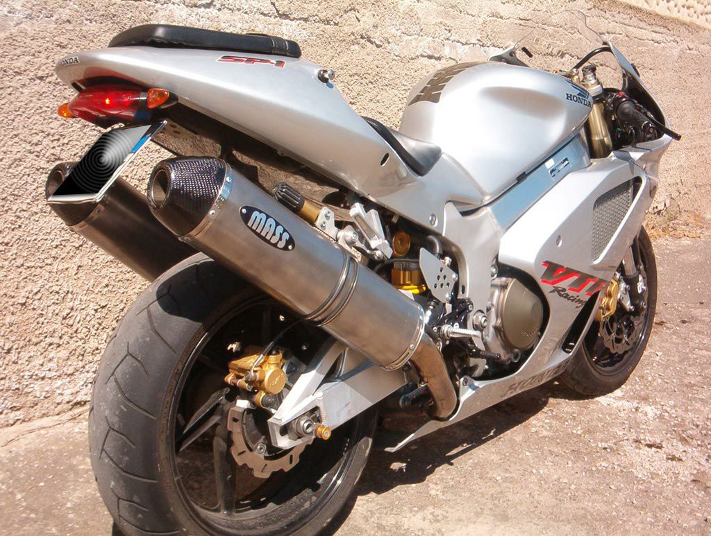 VTR1000SP-1 オーバルチタン スリップオンマフラー カーボンチップ