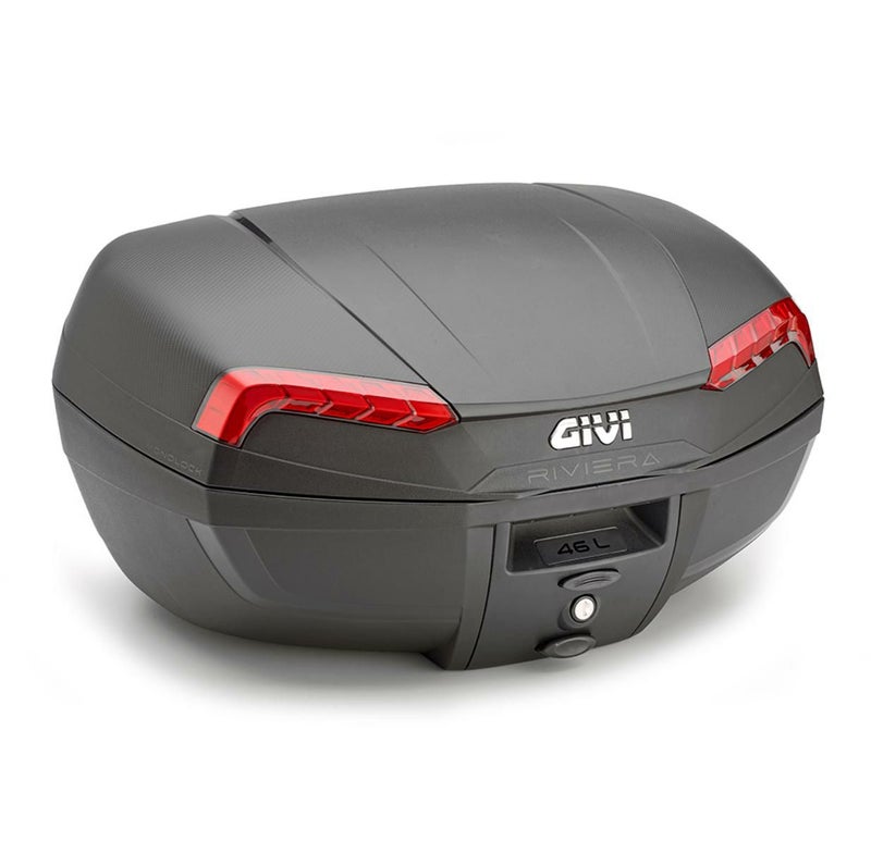 ジビ(GIVI) MONOLOCK 46L トップケース E46 リビエラ ブラック/レッドリフレクター ユニバーサルベースプレート付_1