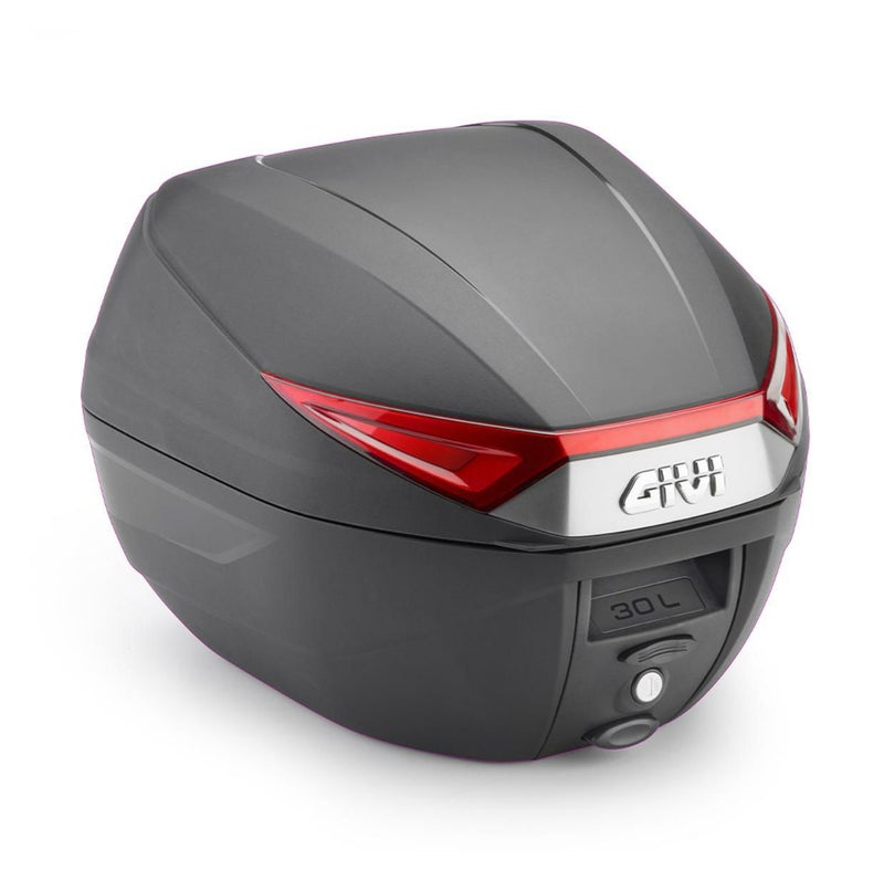 ジビ(GIVI) MONOLOCK 30L トップケース C30 ブラック/レッドリフレクター ユニバーサルベースプレート付_1