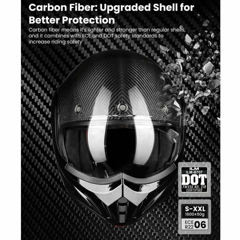 ILM ヘルメット B707シリーズ モジュラー カーボングロスブラック DOT
