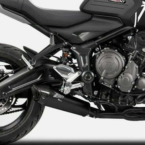 トライデント660 21- フルエキゾーストマフラー レース用 ステンレススリーブ/ブラック  ZARD_1