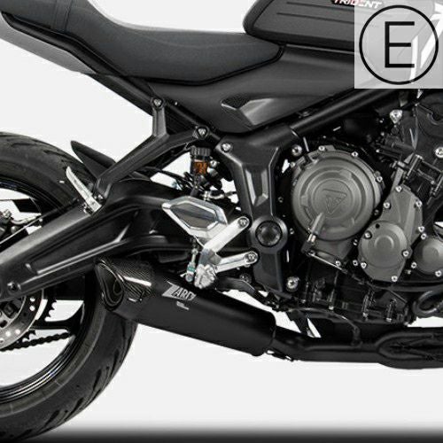 トライデント660 21- フルエキゾーストマフラー Eマーク付き チタンスリーブ/ブラック ZARD_1