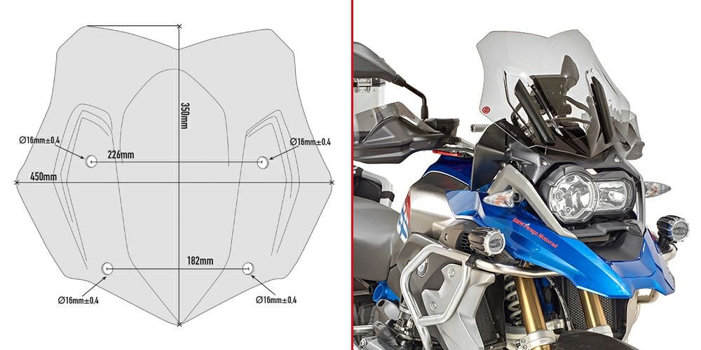BMW R1200GS/R1250GS ウインドスクリーン 35x45 スモーク GIVI