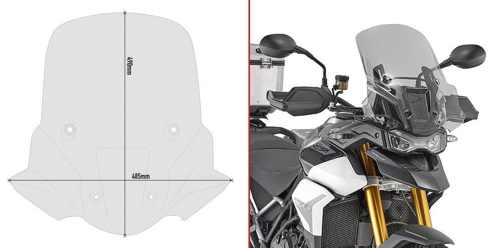 タイガー900 20- ウインドスクリーン 49x48.5 スモーク GIVI | バイク
