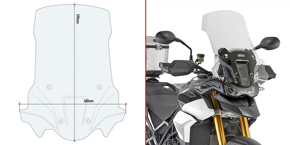 タイガー900ラリー 20-23 ウインドスクリーン 59x48 クリア GIVI
