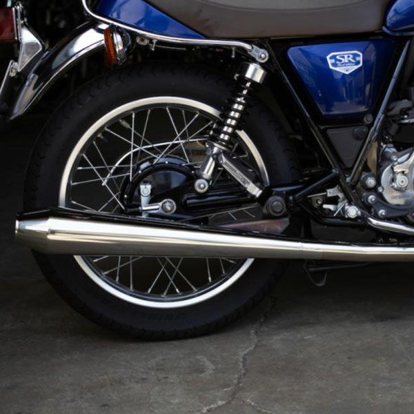 SR400 ショートメガホンマフラー　2% ペイトン　オフィシャル　カフェ　ボバ MOTOR ROCK SR400/500用 STDメガホン ショート 新型フルエキ ダウン