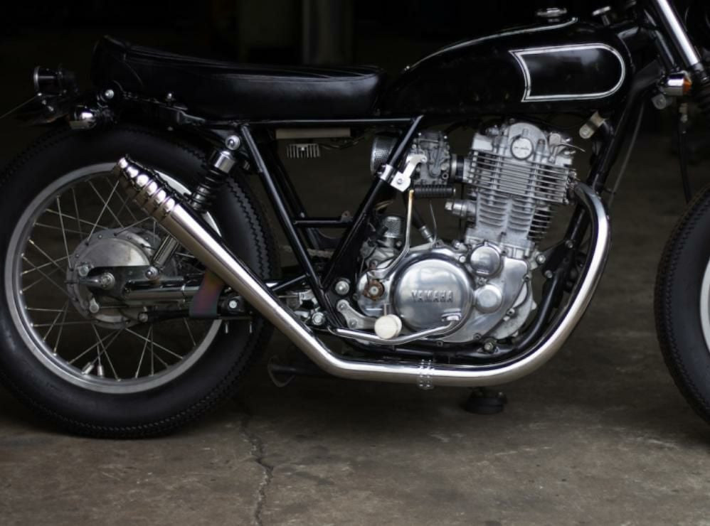 サク　sr400 アップマフラー トルクコーン レフトアップエキゾーストパイプ クロームメッキ SR400