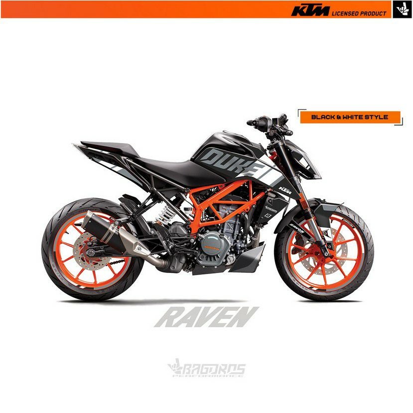 KTM デューク 125/200/250/390 17-23 ステッカーキット THE RAVEN