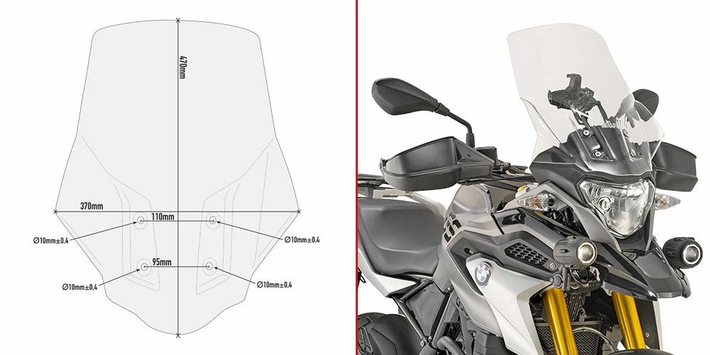 BMW G310GS 17- ウインドスクリーン 47x37 クリア GIVI | バイク