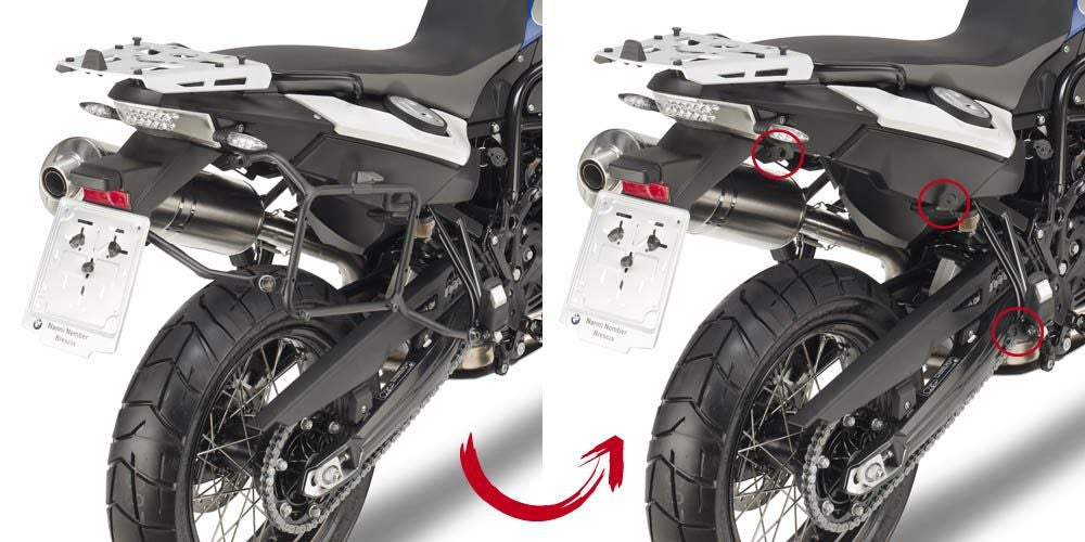 大阪★★Ｆ650GS★800cc★アドベンチャーバイク★王道★カスタム★GIVI★アルミ★フルパニア ★キャンプ★野営★ツーリング★大陸横断★ BMW F650GS/F700GS/F800GS 08-17 MONOKEY サイドケースホルダー
