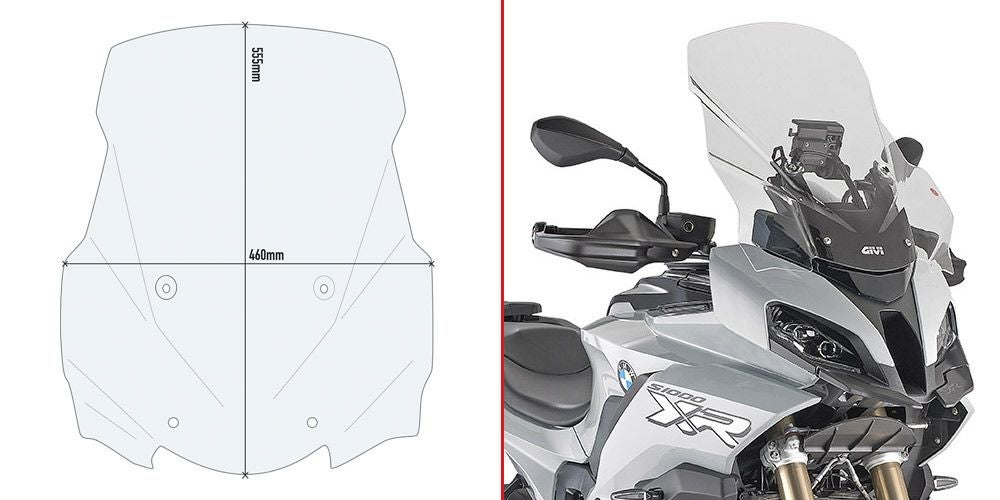 BMW S1000XR 20- ウインドスクリーン 55.5x46 クリア GIVI | バイク