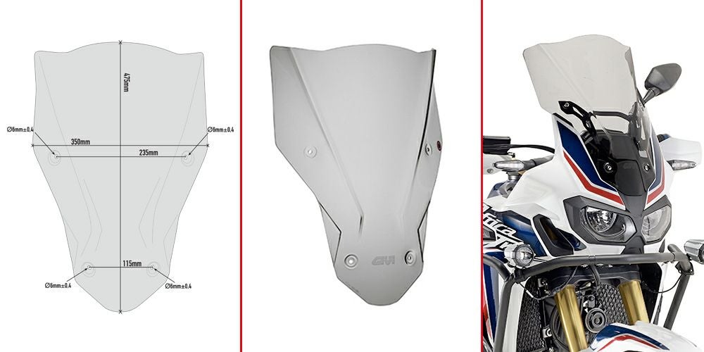 CRF1000L アフリカツイン/ADV 16-19 ウインドスクリーン 47.5x35