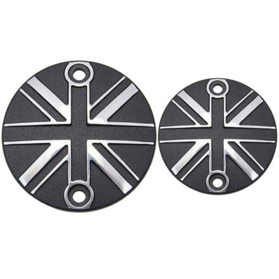 【SET販売】Motone クラッチ/ジェネレーターバッジ  ユニオンジャック ブラック/ポリッシュ T100 T120 スクランブラー900 スピード900等_1
