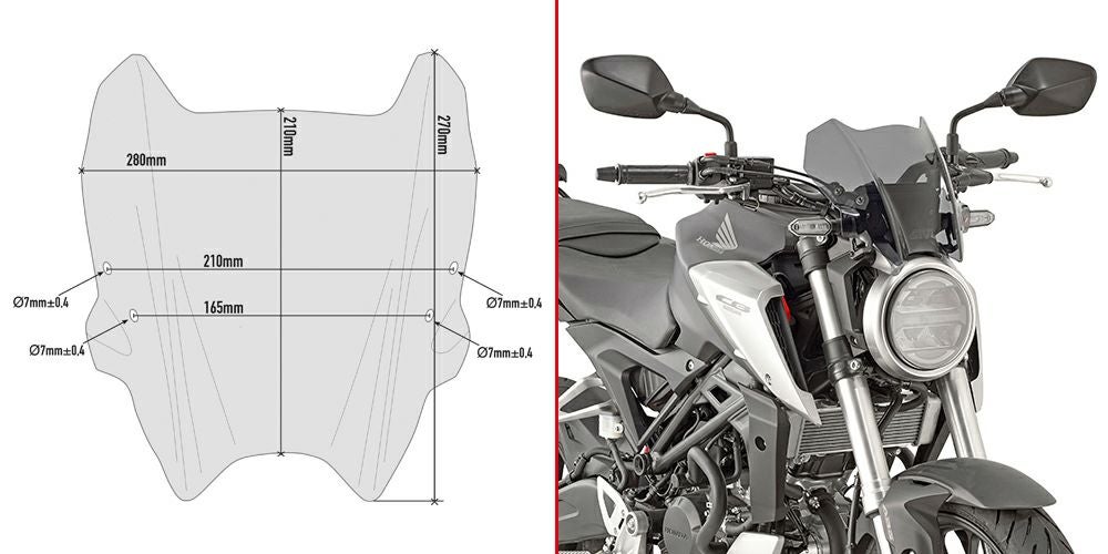 CB250R 18-24/CB125R 18- ウインドスクリーン 21x28 スモーク GIVI