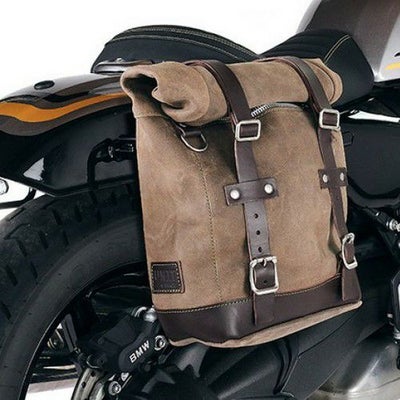 BMW R12 サイドバッグ ワックススウェード 10L-14L モスグレー + 右側 