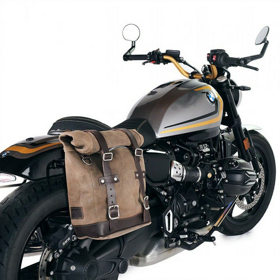 BMW R12 サイドバッグ ワックススウェード 10L-14L モスグレー + 右側