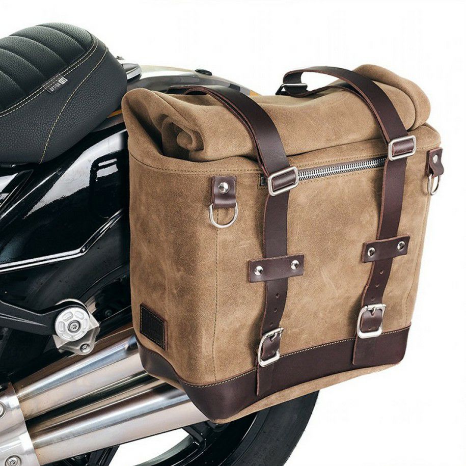 BMW R12nineT サイドバッグ キャンバス 22L-30L ブラック/ブラウン +