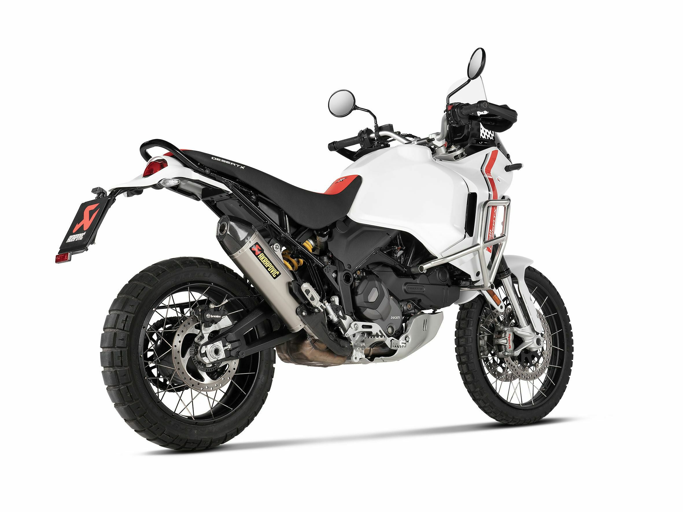 デザートXスリップオンマフラー新品未使用 アクラポビッチ製のDUCATI デザートX (2022-2024)専用チタニウム