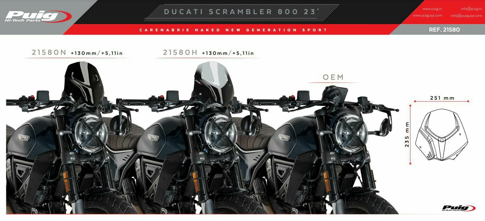 バイク用　ショートスクリーン 黒クリア　ドゥカティ純正 PUIG スポーツスクリーン New Generation クリア DUCATI スクラン